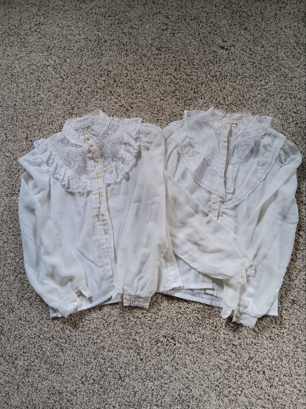 VTG Gunne Sax Jeunes Filles By Jessica Girls 2 White Lace 70s Shirts Medium USA